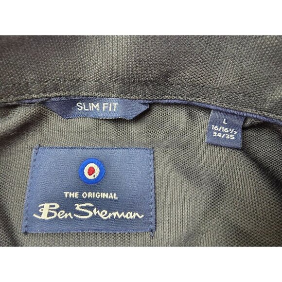 ben Sherman Slim Fit Size Large 16-16.5 34/35 Black Basketweave Dobby Shirt NWT - Picture 5 of 14